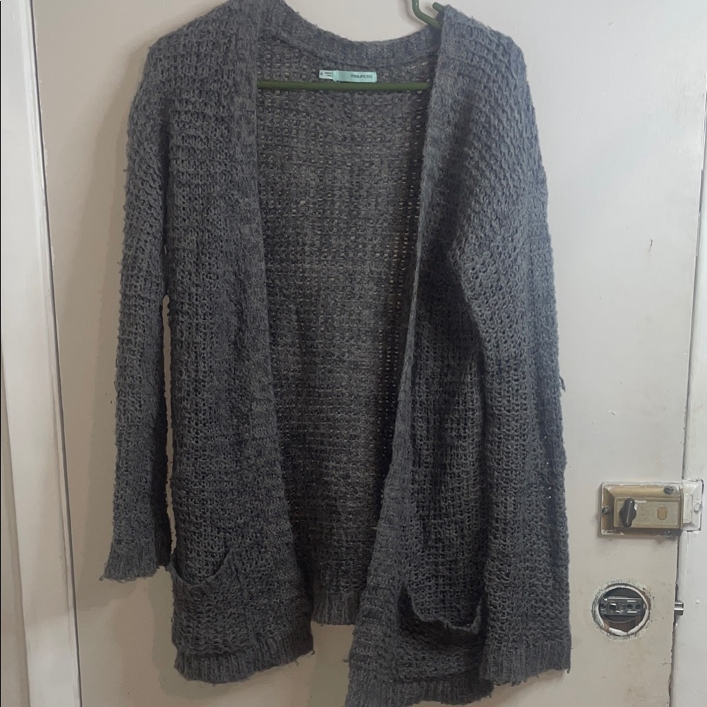 Cozy Gray Open-Front Sweater Cardigan